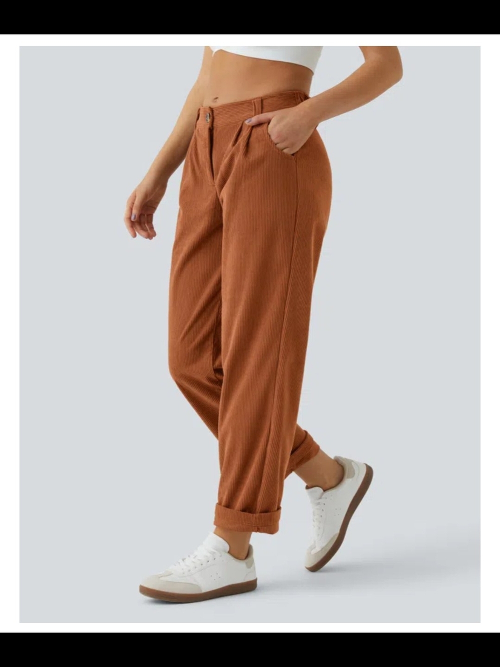 Halara Corduroy Relaxed Fit Women’s Pants in Burnt Orange Medium